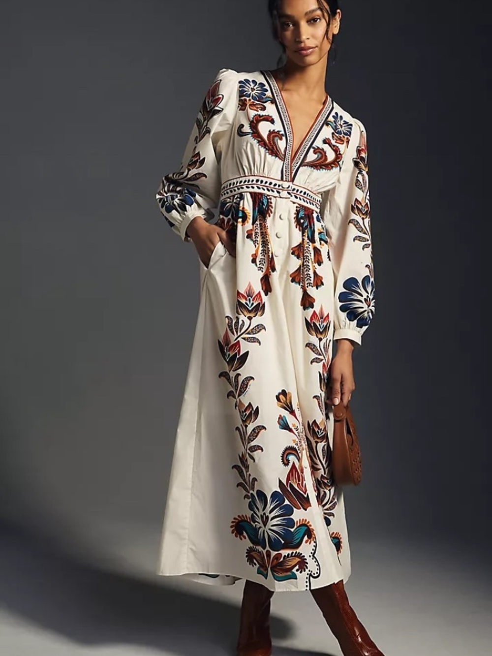Farm x Anthropologie V-Neck Maxi Dress Floral